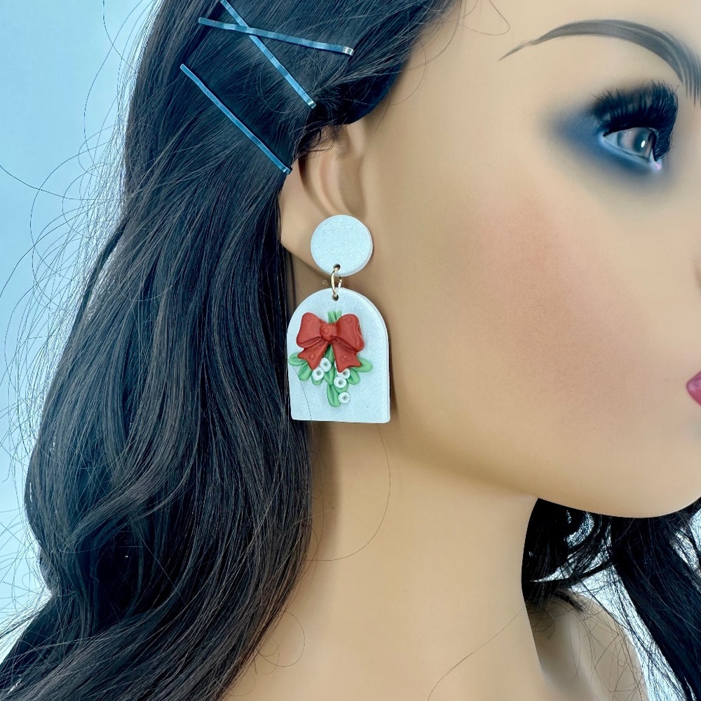 3D Christmas Floral Drop Earrings